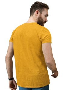 Mirror Monster Yellow Round Neck Cotton Half Sleeved T-Shirt with Printed Graphics