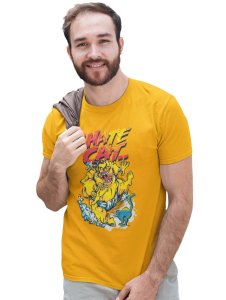 Cat Lover Yellow Round Neck Cotton Half Sleeved T-Shirt with Printed Graphics