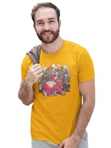 The Wrecker Yellow Round Neck Cotton Half Sleeved T-Shirt with Printed Graphics