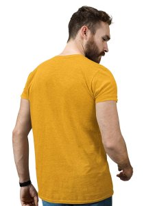 Ride Loose, (BG Blue) Yellow Round Neck Cotton Half Sleeved T-Shirt with Printed Graphics