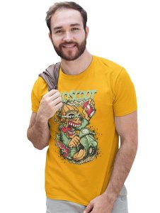 Coscoot Yellow Round Neck Cotton Half Sleeved T-Shirt with Printed Graphics