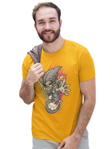 Streets On Fire Yellow Round Neck Cotton Half Sleeved T-Shirt with Printed Graphics