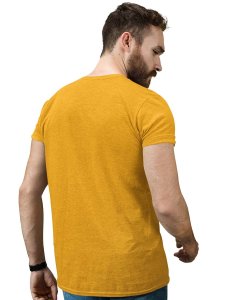 Dinasaur With Headphone Yellow Round Neck Cotton Half Sleeved T-Shirt with Printed Graphics