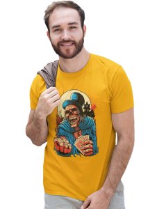 Game Of Life Yellow Round Neck Cotton Half Sleeved T-Shirt with Printed Graphics