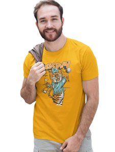 Let's Play Yellow Round Neck Cotton Half Sleeved T-Shirt with Printed Graphics