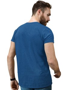 Rods And Roses Blue Round Neck Cotton Half Sleeved T-Shirt with Printed Graphics
