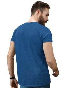Ride Loose, (BG Blue) Blue Round Neck Cotton Half Sleeved T-Shirt with Printed Graphics