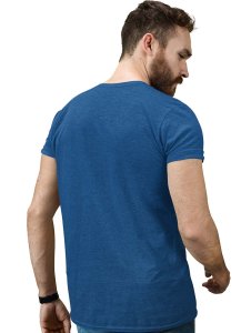 Dinasaur With Headphone Blue Round Neck Cotton Half Sleeved T-Shirt with Printed Graphics