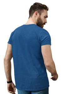 Skull Cowboy Blue Round Neck Cotton Half Sleeved T-Shirt with Printed Graphics