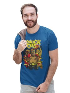 High Jump Kangaroo Blue Round Neck Cotton Half Sleeved T-Shirt with Printed Graphics