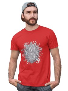 The Deathheads Red Round Neck Cotton Half Sleeved T-Shirt with Printed Graphics