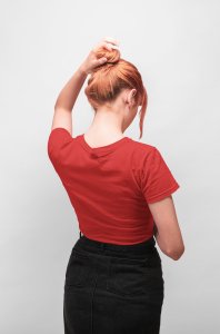Female red colour solid tee