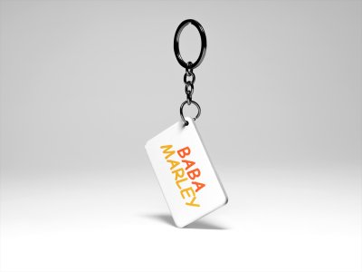 Baba Marley - acryllic printed white keychains/ keyrings for bollywood lover people(Pack Of 2)