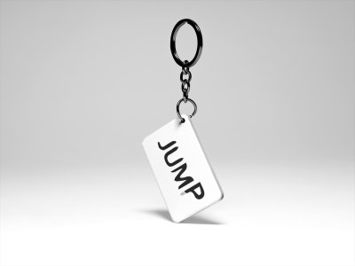 Jump acryllic printed white keychains/ keyrings for bollywood lover people(Pack Of 2)