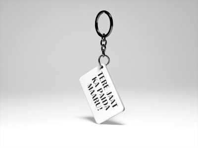 Teri Jaat Ka acryllic printed white keychains/ keyrings for bollywood lover people(Pack Of 2)