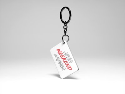 Apna Weekend Aayega acryllic printed white keychains/ keyrings for bollywood lover people(Pack Of 2)