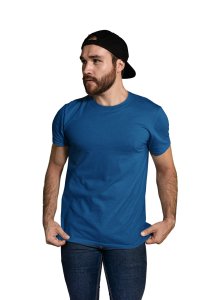 Blue solid colour blended cotton tshirt specially for men