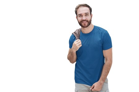 Blue solid colour blended cotton tshirt specially for men