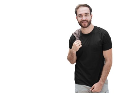 Solid black colour blended cotton tshirt specially for men