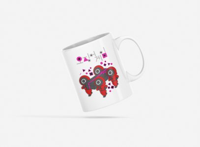4 red mask men - animation themed printed ceramic white coffee and tea mugs/ cups for animation lovers
