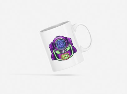 Chimpanzee astronaut - animation themed printed ceramic white coffee and tea mugs/ cups for animation lovers