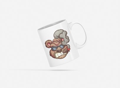Angry bear - animation themed printed ceramic white coffee and tea mugs/ cups for animation lovers