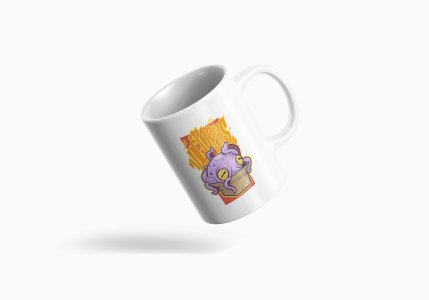 Octupus inside the box - animation themed printed ceramic white coffee and tea mugs/ cups for animation lovers