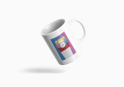 Harley Quinn smiling - animation themed printed ceramic white coffee and tea mugs/ cups for animation lovers