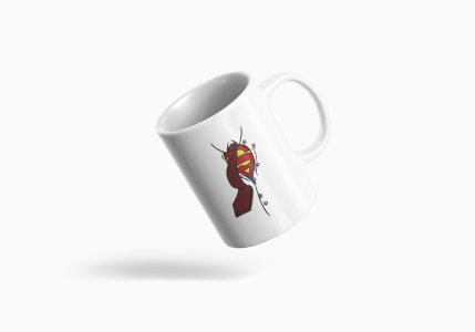 Superman with tie - animation themed printed ceramic white coffee and tea mugs/ cups for animation lovers