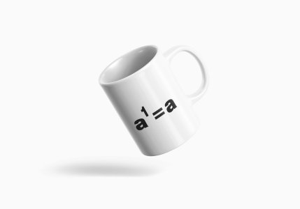 a1 = a  - formula themed printed ceramic white coffee and tea mugs/ cups for maths lovers