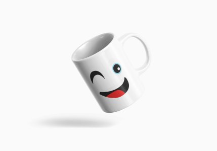 Wink Emoji- emoji printed ceramic white coffee and tea mugs/ cups for emoji lover people