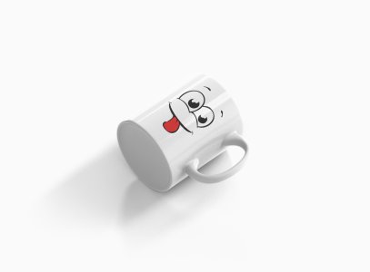 Baby Tongue Emoji - emoji printed ceramic white coffee and tea mugs/ cups for emoji lover people