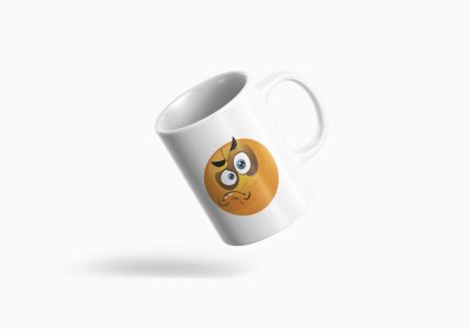 Angry Emoji- emoji printed ceramic white coffee and tea mugs/ cups for emoji lover people