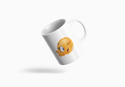 Blink a wink Emoji - emoji printed ceramic white coffee and tea mugs/ cups for emoji lover people