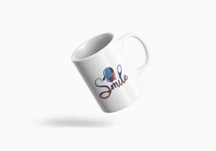 Scary Smile Emoji- emoji printed ceramic white coffee and tea mugs/ cups for emoji lover people