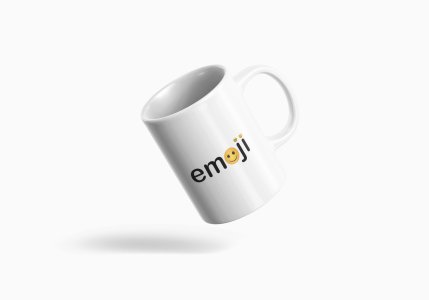 Ariel Text with Emoji Dots- emoji printed ceramic white coffee and tea mugs/ cups for emoji lover people