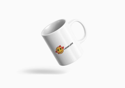 I Over Love & Emoji - emoji printed ceramic white coffee and tea mugs/ cups for emoji lover people