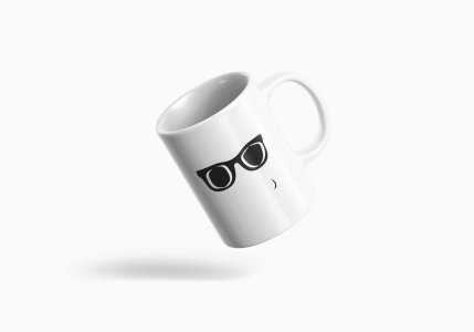 Black & White Glasses Emoji- emoji printed ceramic white coffee and tea mugs/ cups for emoji lover people