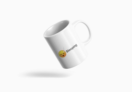 Sleeping Emoji- emoji printed ceramic white coffee and tea mugs/ cups for emoji lover people