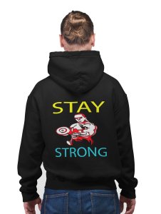 Stay Strong ( Text In Yellow & Blue) printed artswear black hoodies for winter casual wear specially for Men