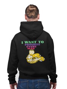 I Want To Progress Every Day printed artswear black hoodies for winter casual wear specially for Men
