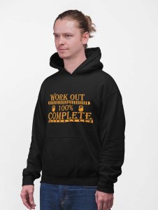 Workout 100% Complete (BG Yellow)printed artswear black hoodies for winter casual wear specially for Men