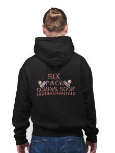 Six Pack Coming Soon (Multicolourful Text)printed artswear black hoodies for winter casual wear specially for Men