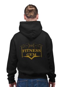 Fitness Gym, (BG Golden)printed artswear black hoodies for winter casual wear specially for Men