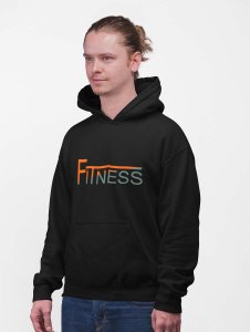 Fitness Text(BG Orange and Gray)printed activewear black hoodies for winter casual wear specially for Men