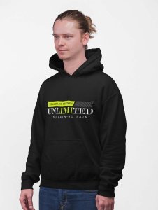 Unlimited, No Pain (Green and White)printed artswear black hoodies for winter casual wear specially for Men