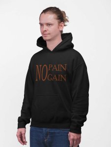 No Pain, Gain printed artswear black hoodies for winter casual wear specially for Men