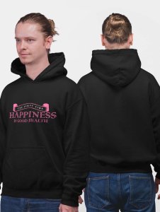 The First Time, Happiness printed artswear black hoodies for winter casual wear specially for Men