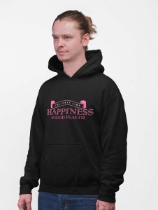 The First Time, Happiness printed artswear black hoodies for winter casual wear specially for Men