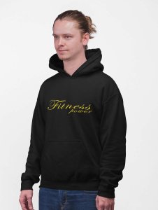 Fitness Power, (BG Golden) printed artswear black hoodies for winter casual wear specially for Men